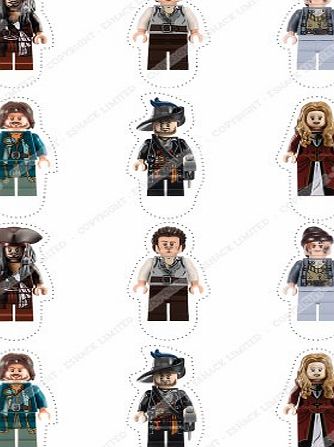 12 x PRE-CUT Lego Disney Pirates of the Caribbean Stand Up Edible Cake Toppers - Premium Wafer Paper
