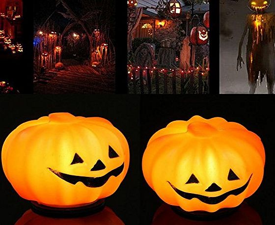 CALISTOUK Halloween Pumpkin Lantern Orange LED Light Lamp Festival Home Prop Decoration Small