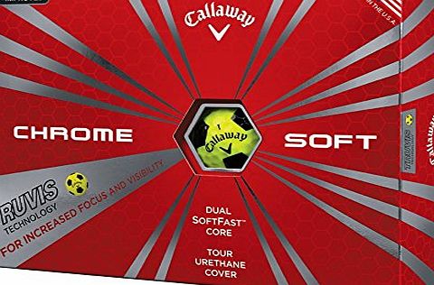 Callaway 2016 Chrome Soft Golf Balls with Truvis Yellow/Black (Dozen)
