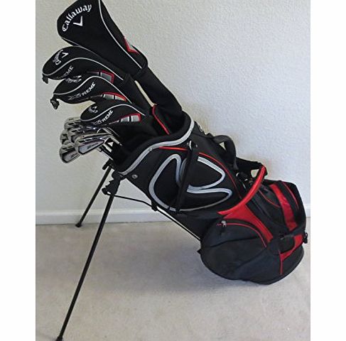 Callaway NEW Mens RH Callaway Complete Golf Set Clubs Driver, 3 amp; 5 Fairway Woods, Hybrid, Irons, Putter, Stand Bag Gents Right Handed Stiff Flex
