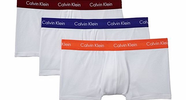 Calvin Klein 3-Pack Cotton Stretch White Boxer Trunks, Burgundy/Orange