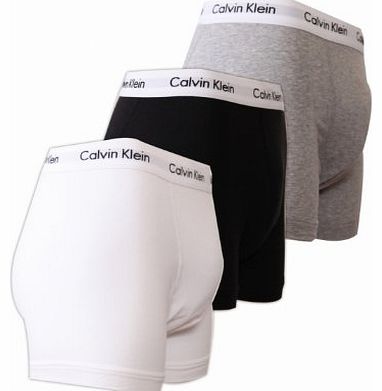 Cotton Stretch Boxer Trunks White/Black/Gre Medium