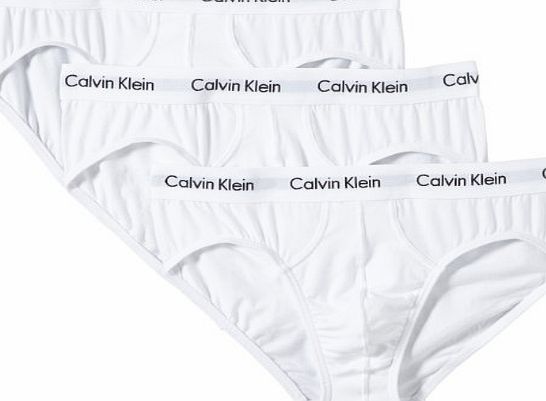 Calvin Klein Cotton Stretch Hip Briefs - 3 Pack (Large, White)