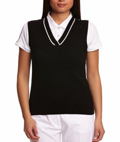 Calvin Klein Golf Womens Cross V Neck Slipover Sweaters - Black/White, Small
