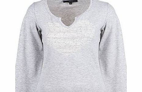 Calvin Klein Ladies Fashion Casual Front Print Cotton T-shirts Tops Blouse (S, Grey)