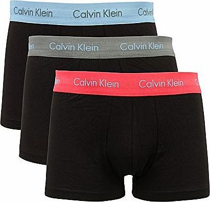 Calvin Klein Mens 3 Pack Tip Waistband Boxer Trunks Black S