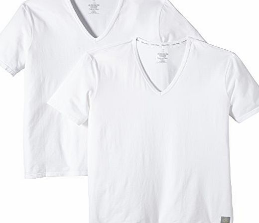 Calvin Klein Underwear Mens CK ONE COTTON Plain V-Neck Short Sleeve Vest, White, Medium