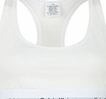 Calvin Klein Womens Bralette Racer Back Style Unlined Stretchy Fit Underwear White S