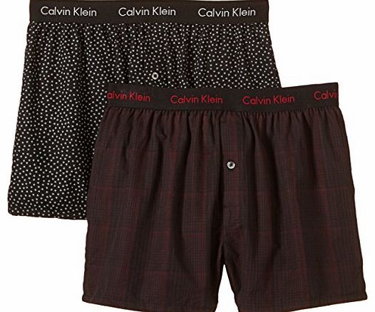 Calvin Klein Woven Slim Fit Boxer 2-Pack, Dylan Plaid Black Medium Multi