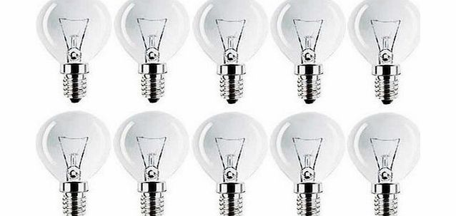 Cambridge Lifestyle 10 x 40W Classic Mini Globes Clear Round Light Bulbs, SES E14 Small Screw, Golf Ball Incandescent Lamps, 390 lm, Mains 240V