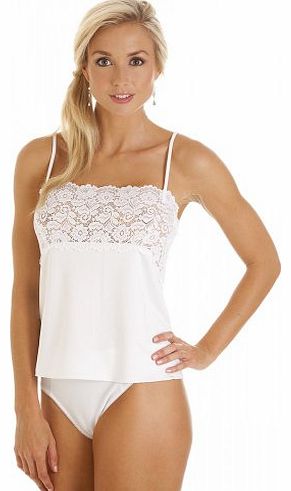 Camille Womens Ladies Luxury White Camisole Lace Trim Top Nightwear 10-22 18