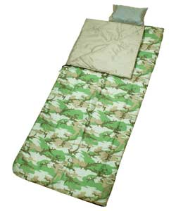 Camouflage Single Junior Sleeping Bag & 3 Piece