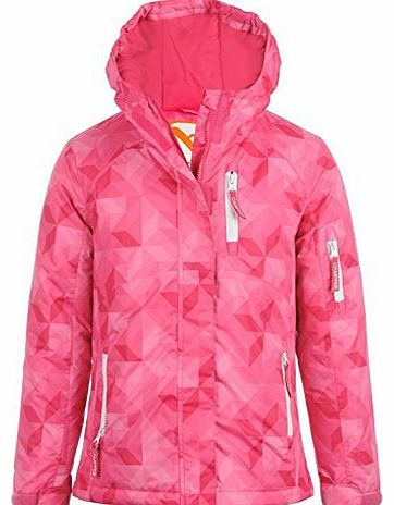 Campri Kids Ski Jacket Girls Childs Snow Coat Hooded Winter Skiwear Clothing Pink AOP 11-12 (LG)