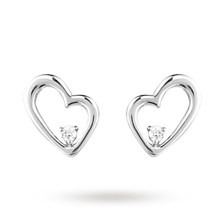 Canadian Ice Silver Diamond Heart Earrings
