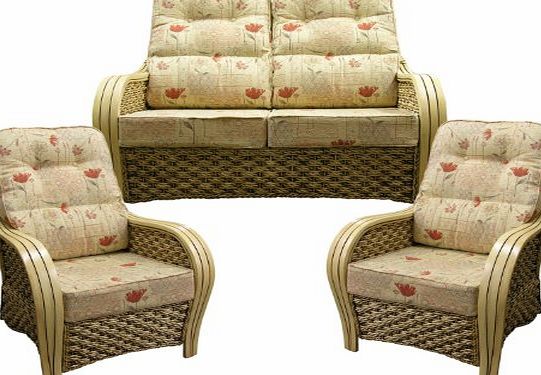 Cane Furniture Replacement CUSHIONS ONLY DELUXE LUMBAR SUPPORT SUITE Cane Wicker Rattan Conservatory Furniture Gilda (Dean Gold with Self Piping)