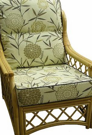 Hump Back Replacement CANE CHAIR CUSHION COVERS ONLY Conservatory Wicker Rattan Furniture by Gilda (Bamboo Natural with Grey Piping)