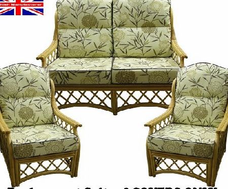 Hump Top New Suite Cushion COVERS ONLY Cane Conservatory Wicker Furniture by Gilda (Bamboo Natural with Grey piping)