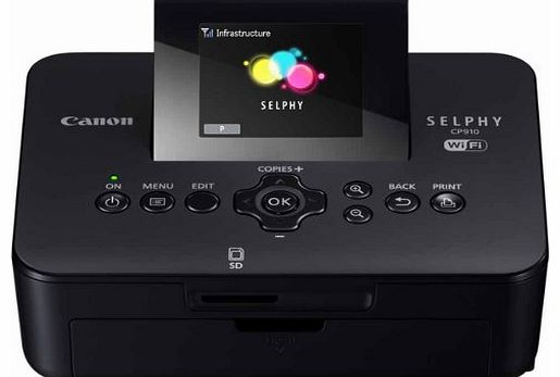 Canon  SELPHY CP910 - black - Colour Printer - dye sublimation - Wi-Fi -Compact and connected, this photo printer from Canon is a simple solution for printing from smartphones and cameras.The compact S