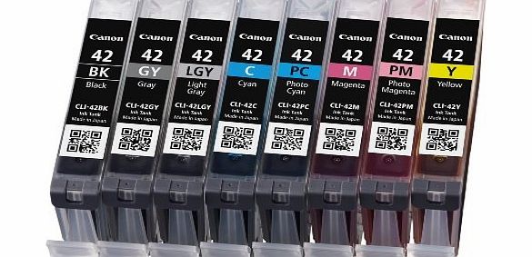 Canon CLI-42 BK/GY/LG/C/M/Y/PC/PM Multipack - 8-pack - dye-based black, dye-based cyan, dye-based magenta, dye-based yellow, dye-based photo cyan, dye-based photo magenta, dye-based light grey, dye-ba