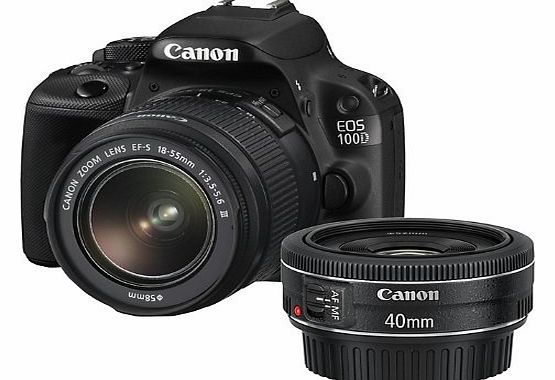 EOS 100D Digital SLR Camera (18MP, 18-55mm DC Lens, EF 40mm STM) Clear View LCD