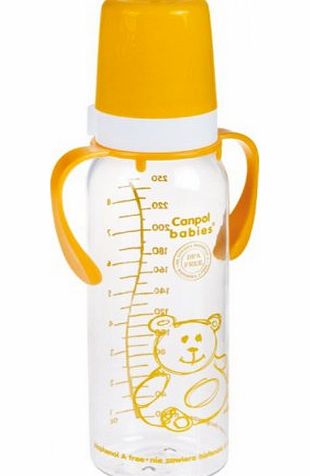 Canpol Babies Bottle ``Animals`` with handles YELLOW, 250 ml, 11/815, CANPOL Babies, BPA free, durable, safe, with scale, titanium