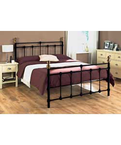 Black Double Bedstead with Cushion Top Mattress
