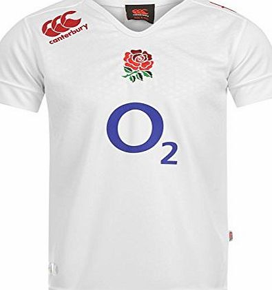 Canterbury Kids Rugby England Home Pro Short Sleeve Sport Top Shirt 2014 2015 White 7-8 (SB)