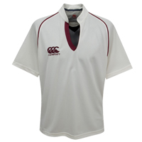 Canterbury Pro Cricket Shirt - Cream/Maroon.