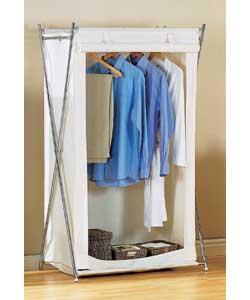 Canvas Style and Chrome Effect X-Frame Single Wardrobe