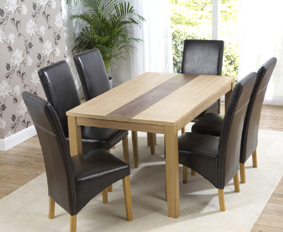 Oak Dining Table 150cm and 6 Expresso