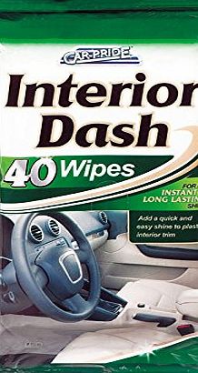 Car Pride Interior Clean amp; Shine Wipes - 40 Wipes