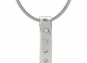 Silver-tone rectangular crystal pendant