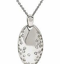 Silver zirconia set oval pendant