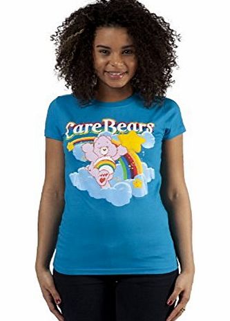 Care Bears Rainbow Bear Teal Juniors T-shirt Tee (Juniors Small)