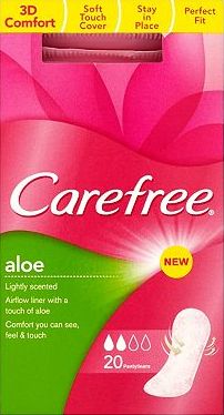 Carefree, 2041[^]10084210 Aloe 20 Single Wrapped Pantyliners