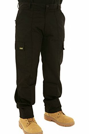 Cargo Mens Multi Pocket Action Cargo Work Trousers Sizes 28 to 52 Black or Navy 28 Waist / 31`` Regular Leg Black