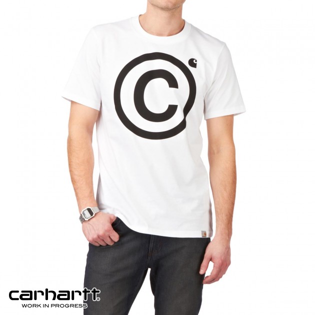 Mens Carhartt Copyright T-Shirt - White / Black