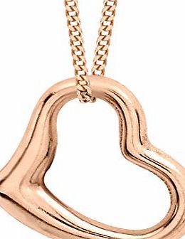 Carissima Gold 9ct Rose Gold Open Heart Pendant on Curb Chain Necklace of 46cm/18``