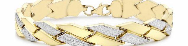 Carissima Gold Carissima 9ct 2 Colour Gold Diamond Cut Chevron Bracelet 19cm/7.5``