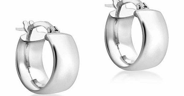 Carissima Gold Carissima 9ct White Gold 14mm Band Creole Earrings