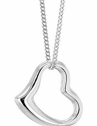 Carissima 9ct White Gold Open Heart Pendant on Curb Chain Necklace 46cm/18``