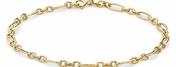 Carissima 9ct Yellow Gold Diamond Cut Figaro Bracelet 19.5cm/7.75``