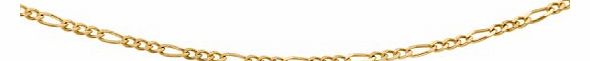 Carissima 9ct Yellow Gold Diamond Cut Figaro Chain 46cm/18``