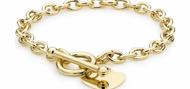 Carissima Gold Carissima 9ct Yellow Gold Heart Tag T-Bar Belcher Bracelet 19cm/7.5``