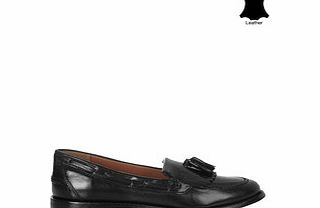 Carlton London Black leather tassel loafers