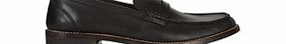 Mens black leather penny loafers