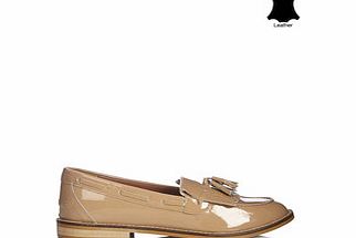 Carlton London Nude patent leather fringe loafers