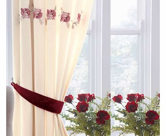 Red Standard Header Lined Curtains 