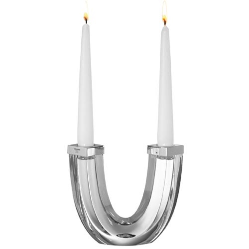 Carrs Of Sheffield Duo Crystal Candelabra With Pair Of Candles In Sterling Silver By Carrs Of Sheffield