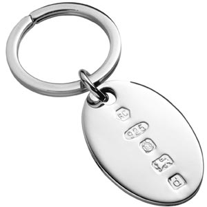 Carrs Of Sheffield Hallmark Feature Oval Key ring With Split Ring In Sterling Silver By Carrs Of Sheffield